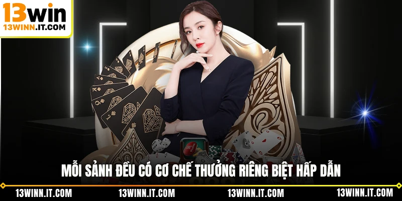 Mỗi sảnh đều có cơ chế thưởng riêng biệt hấp dẫn